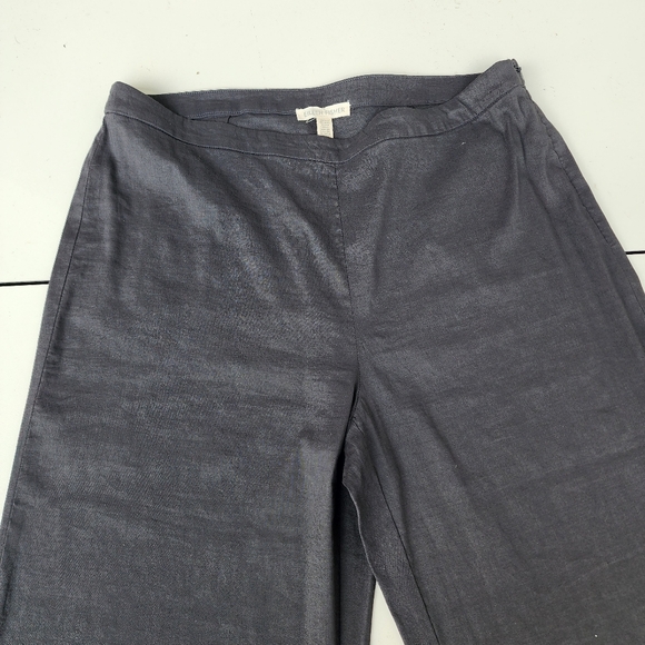Eileen Fisher Pants Womens Black Organic Linen  Rayon Wide Leg Side Zip Sz 10 - Picture 4 of 10